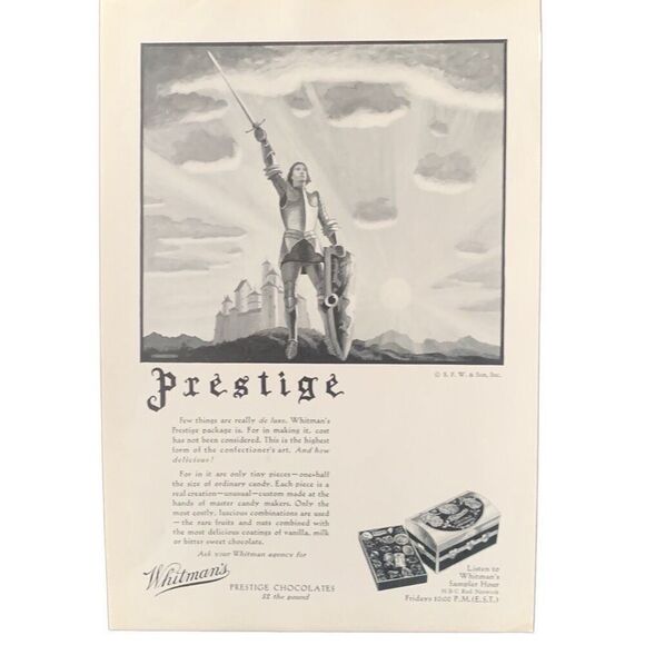 Vintage 1932 Whitman’s Prestige Chocolates Ad Advertisement - Picture 3 of 4